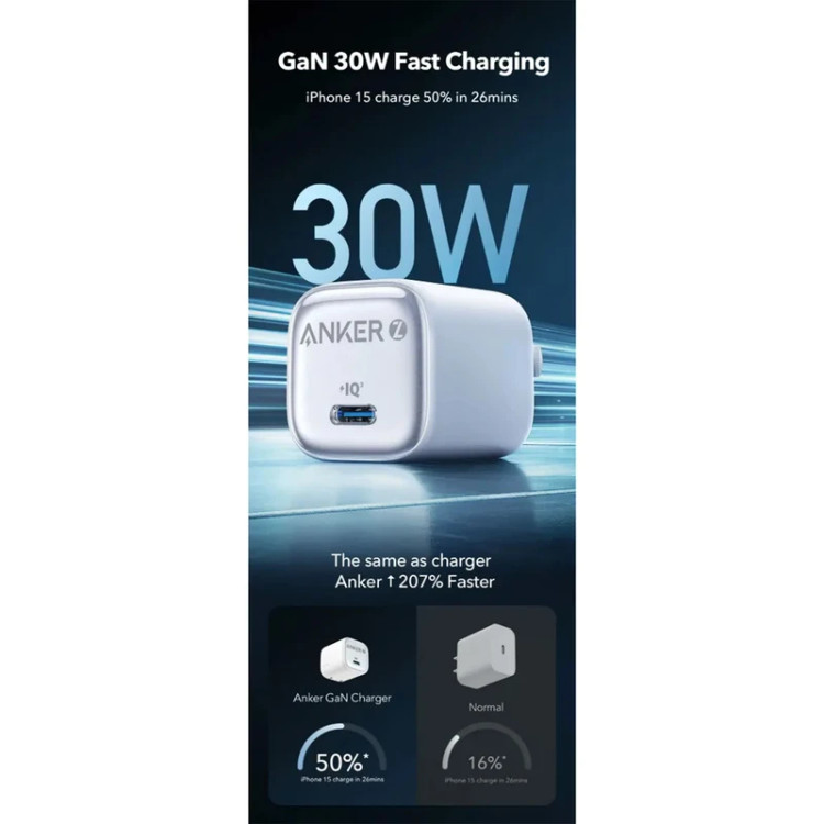 شارژر 30 واتی انکر Anker Zolo USB-C Charger A2698سفید
