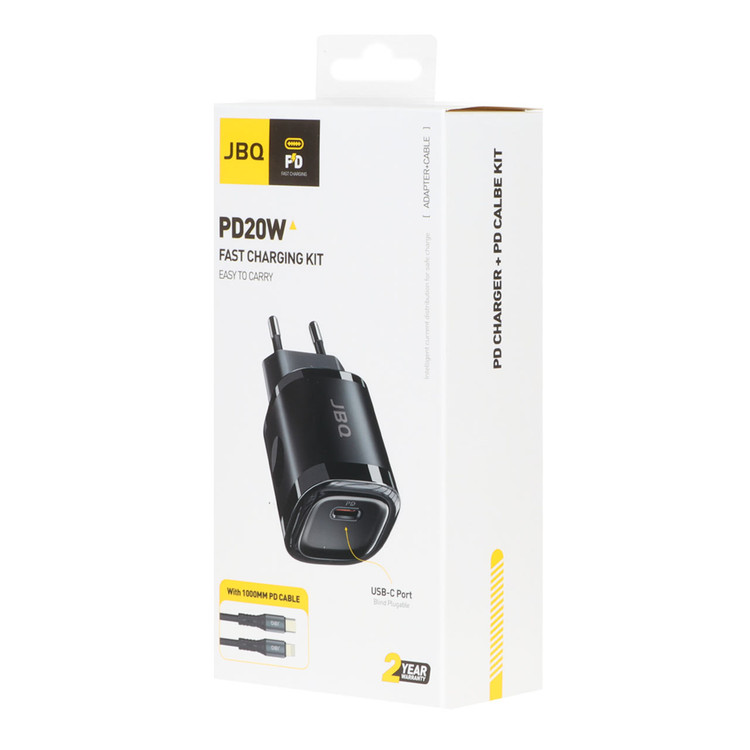 شارژر دیواری فست و PD تک پورت JBQ مدل HC-DP20 20W همراه با کابل Type-C to Lightning - مشکی