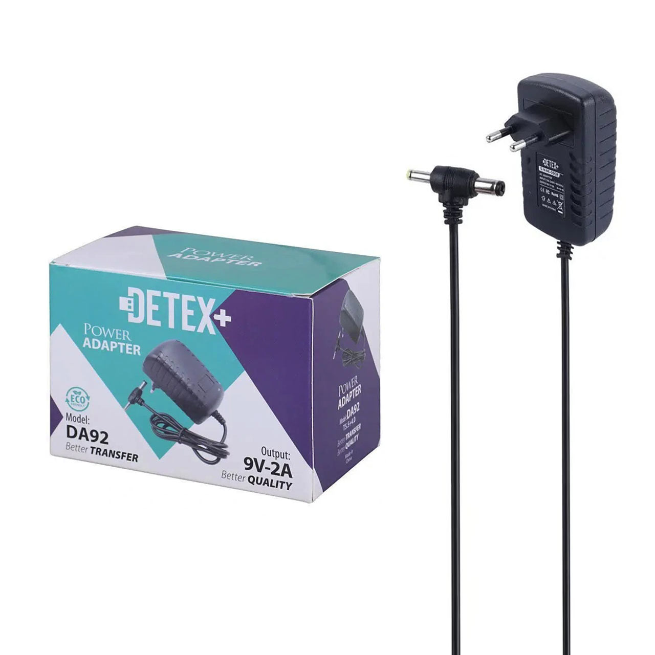 آداپتور 9 ولت 2 آمپر +DETEX مدل DA92 - مشکی