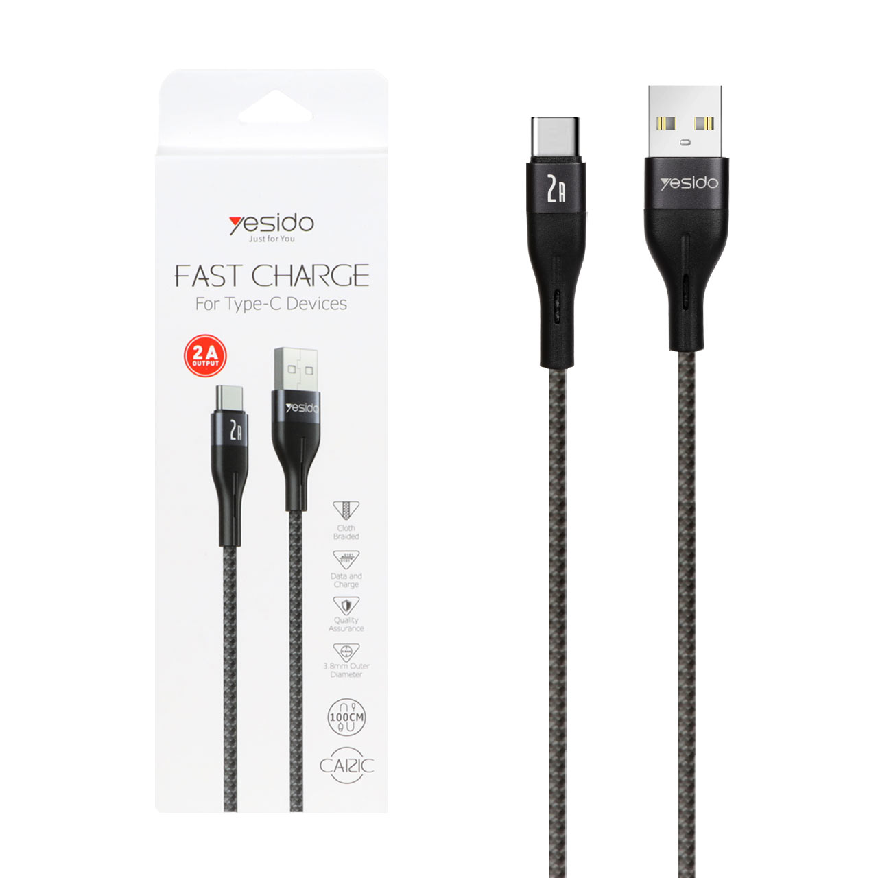 کابل شارژ Yesido Type-C مدل CA121C - مشکی