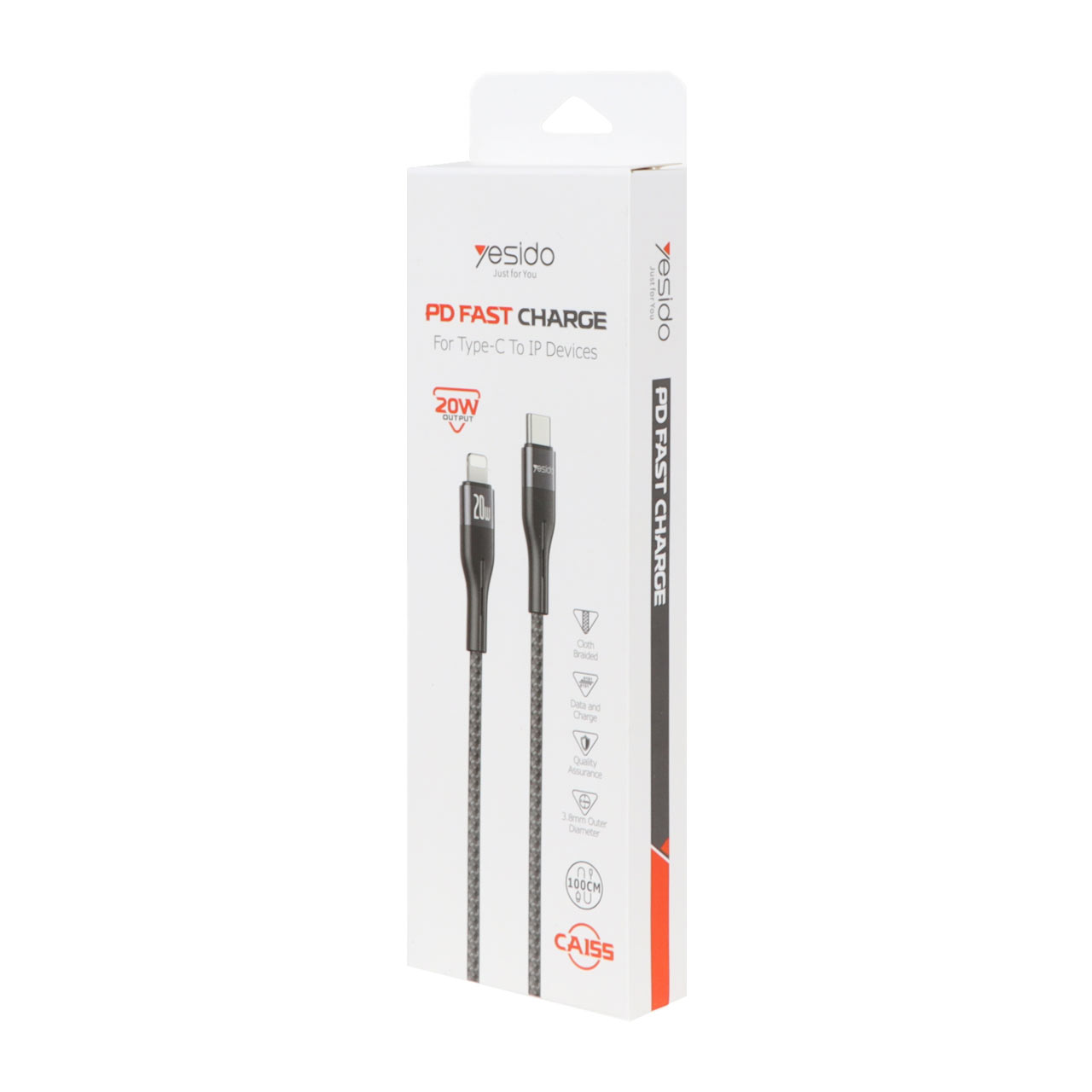 کابل شارژ فست Yesido Type-C to Lightning مدل CA155 - مشکی