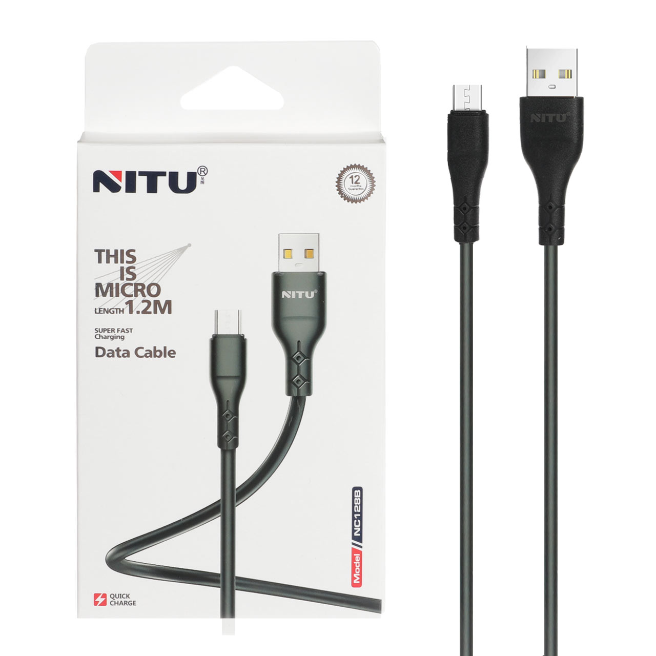 کابل شارژ و دیتا فست اندروید NITU مدل NC128B - مشکی