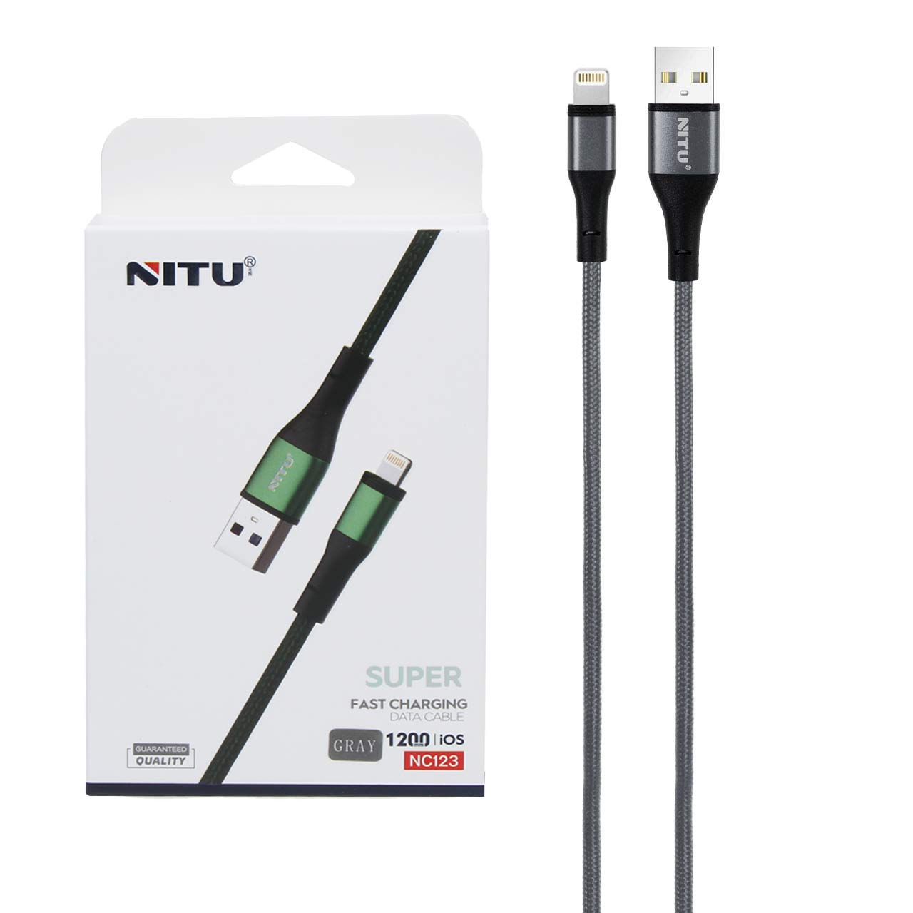 کابل شارژ فست آیفون NITU مدل NC123 - خاکستری