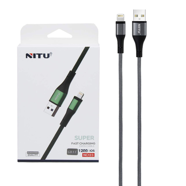 کابل شارژ فست آیفون NITU مدل NC123 - خاکستری
