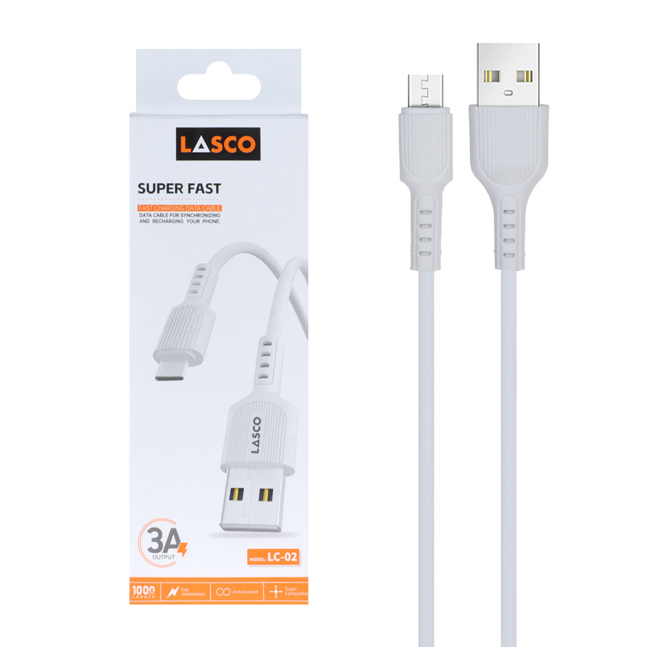 کابل شارژ فست Lasco Type-C مدل LC02 - سفید - DST