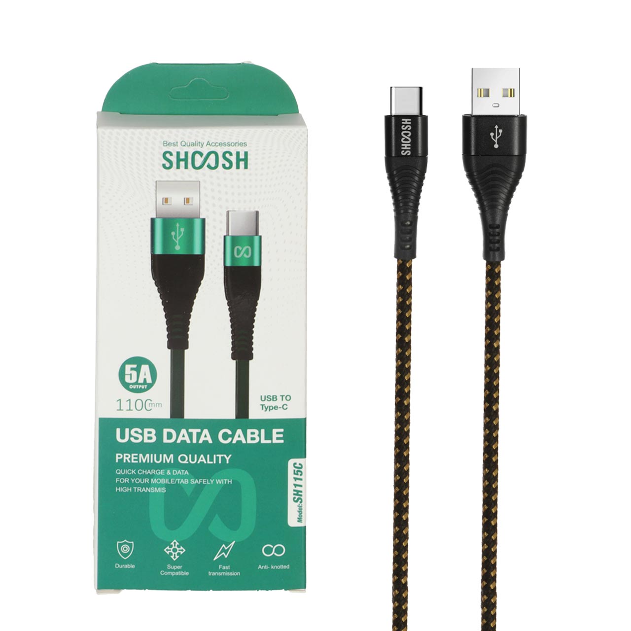 کابل شارژ کنف فست Shoosh Type-C مدل SH115C - مشکی طلایی - SMO