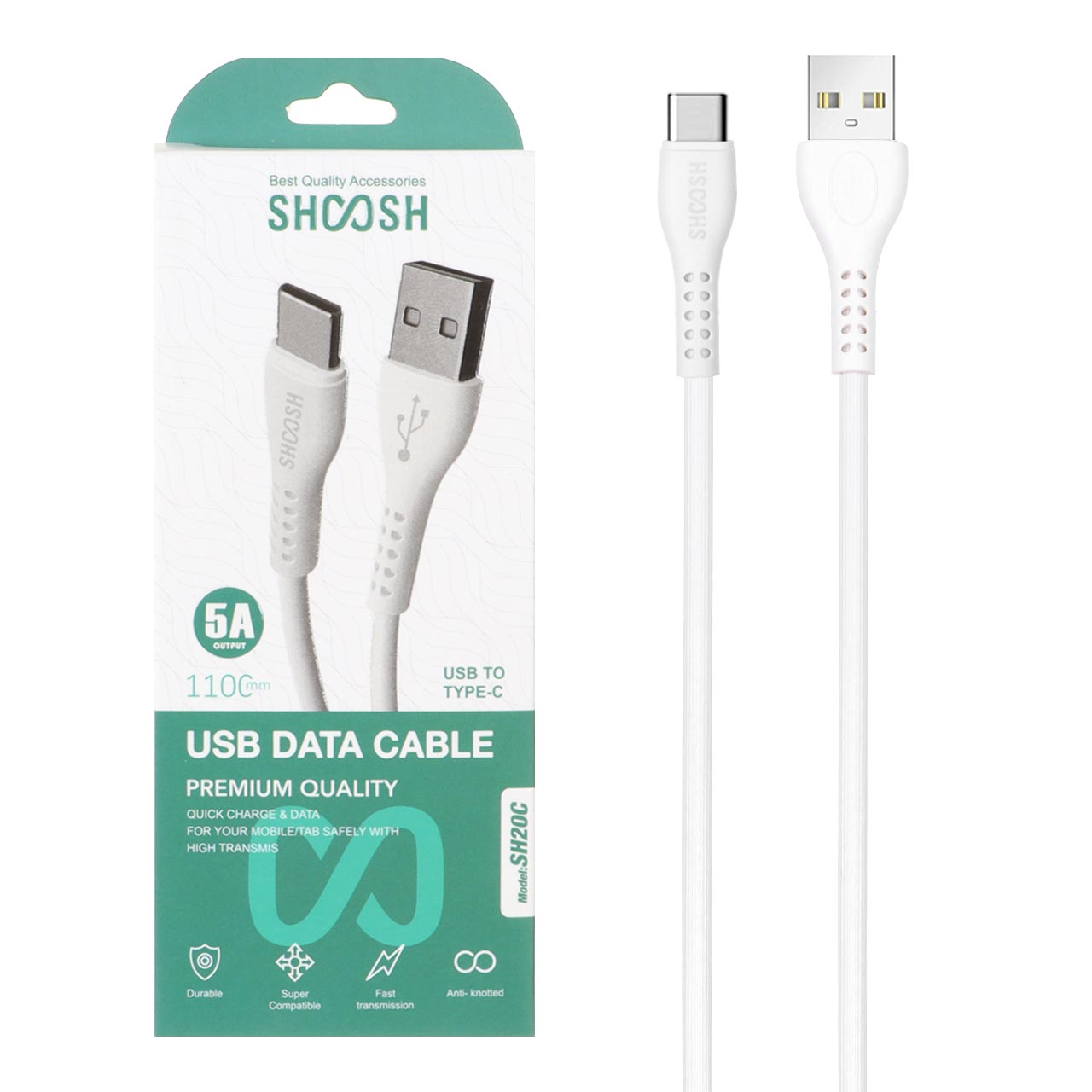 کابل شارژ  فست Shoosh Type-C مدل SH20C - سفید - SMO