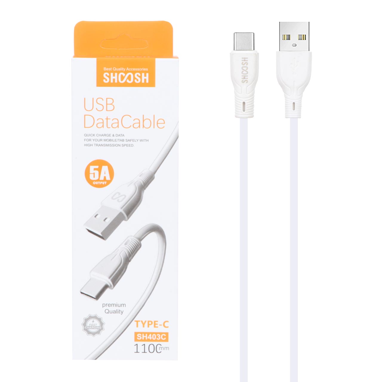 کابل شارژ  فست Shoosh Type-C مدل SH403C - سفید - SMO