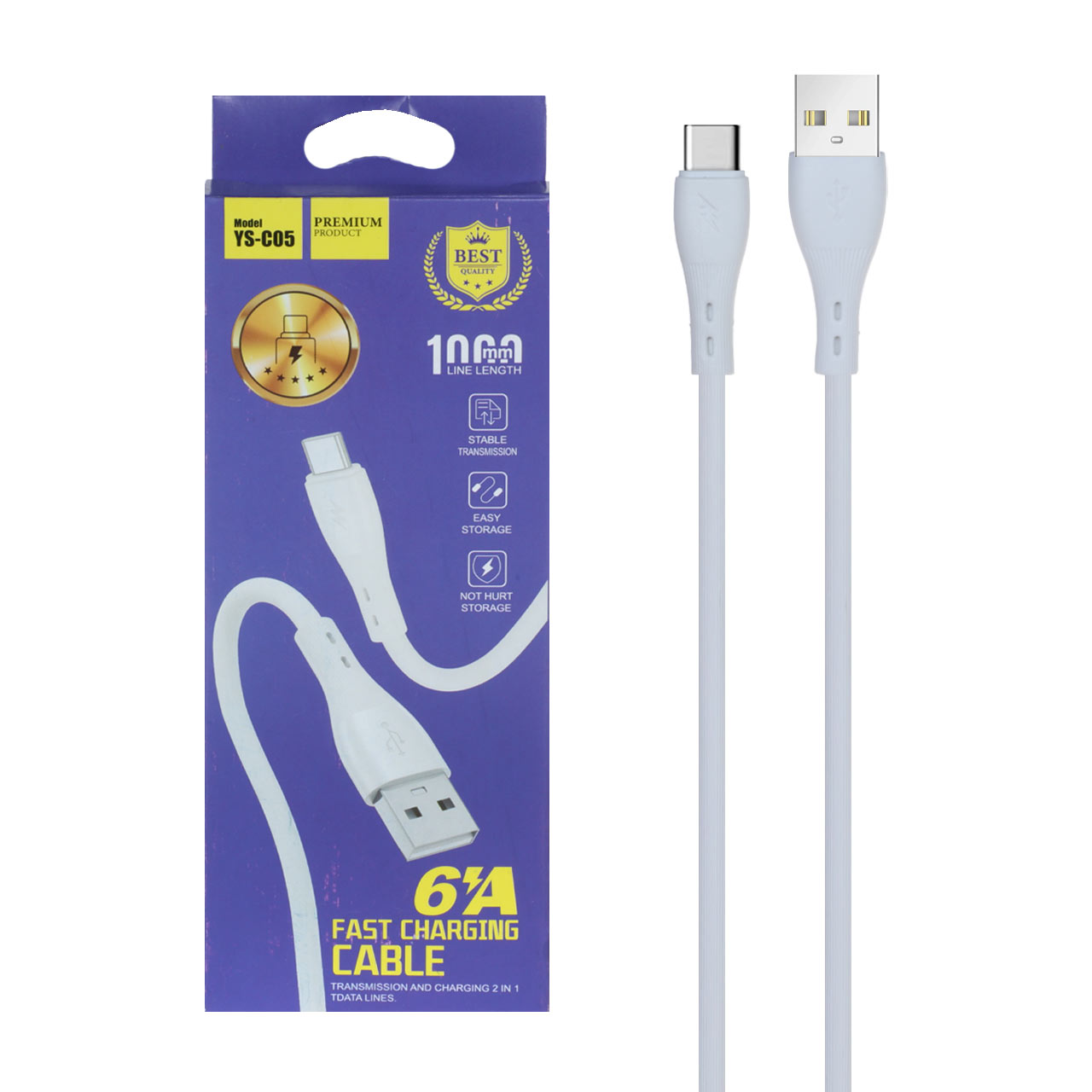 کابل شارژ فست Type-C مدل YS-C05 - سفید - DST