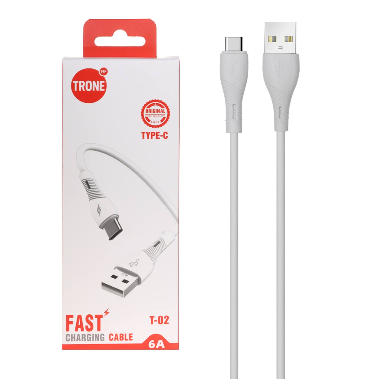 کابل شارژ فست Trone Type-C مدل T-02- سفید - DST