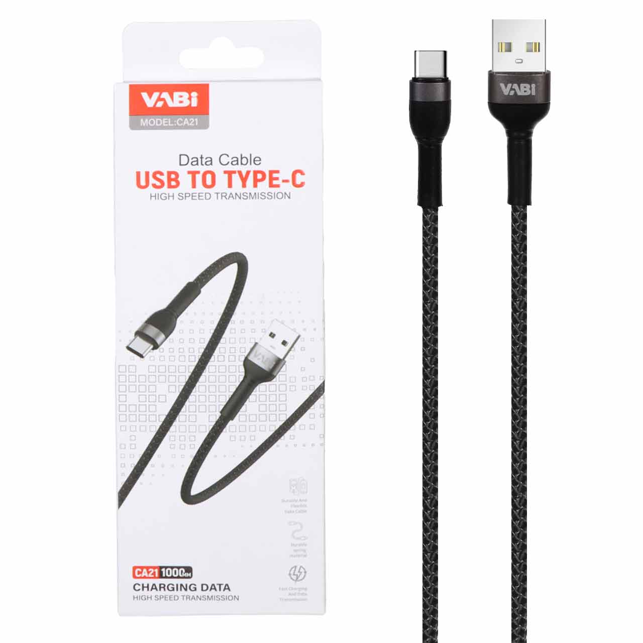 کابل شارژ فست Vabi Type-C مدل CA21 - مشکی