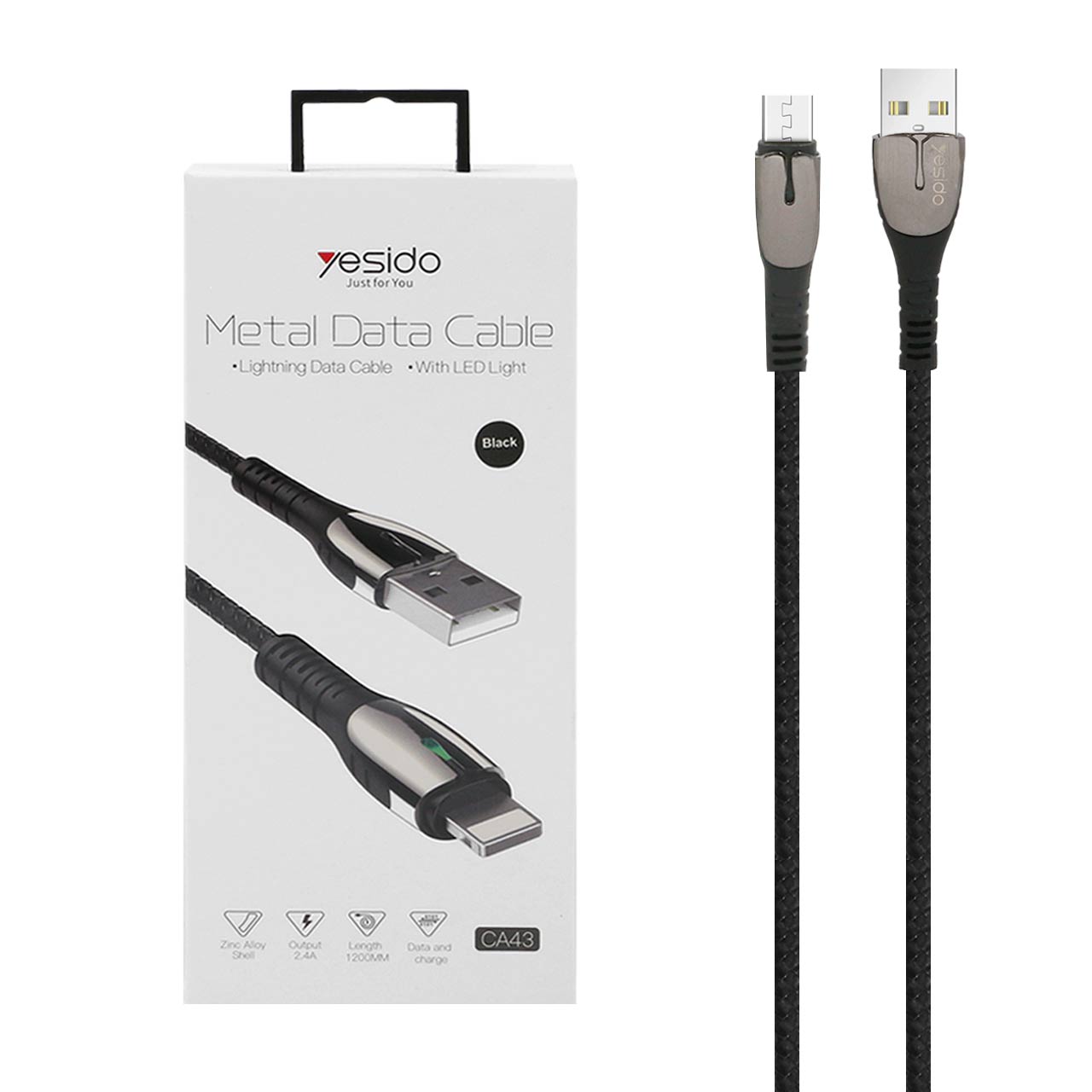 کابل شارژ اندروید yesido Data Cable-CA43 -مشکی (گارانتی 18 ماه تعویض نیکان همراه)