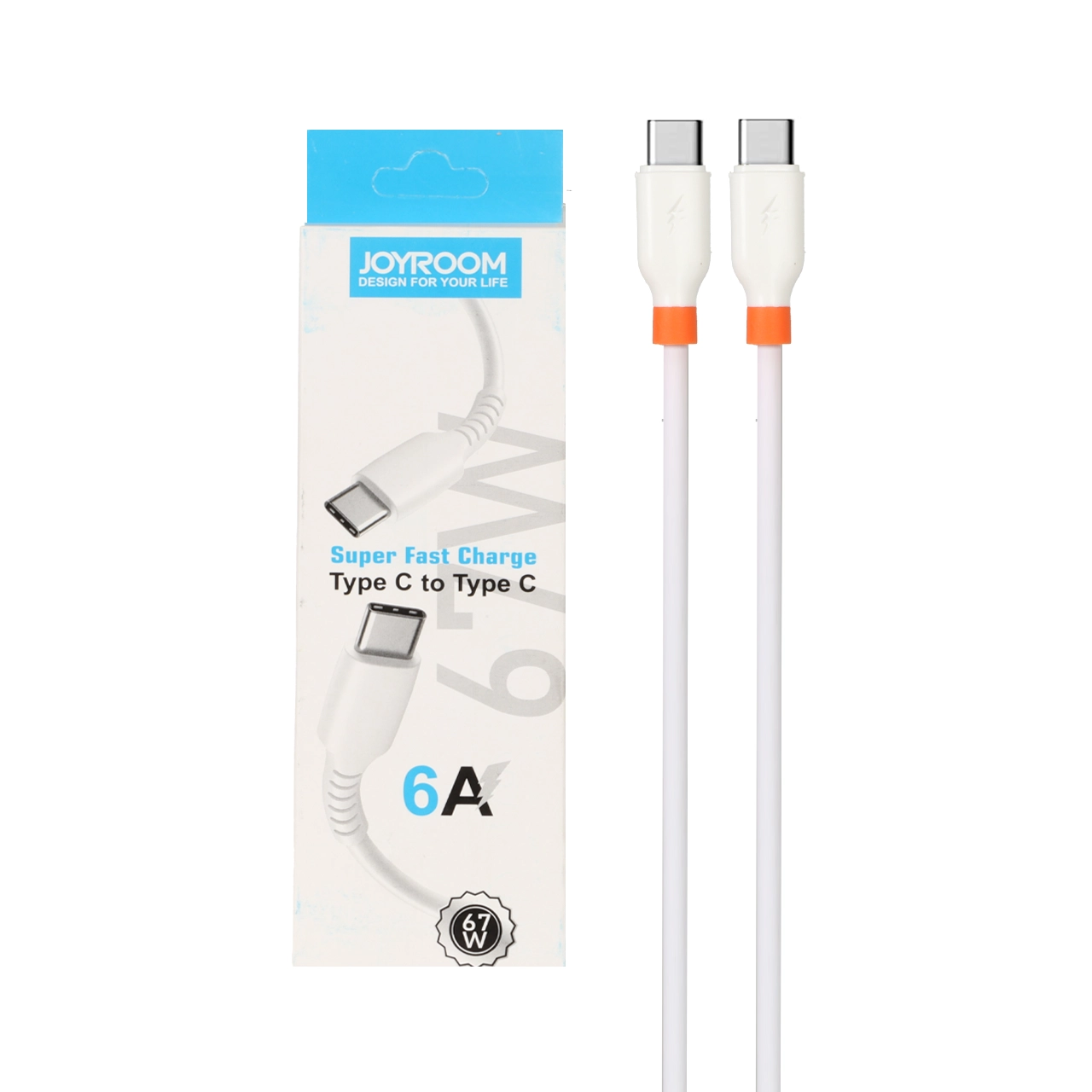 کابل شارژ فست JoyRoom Type-C To Type-C 67W - سفید