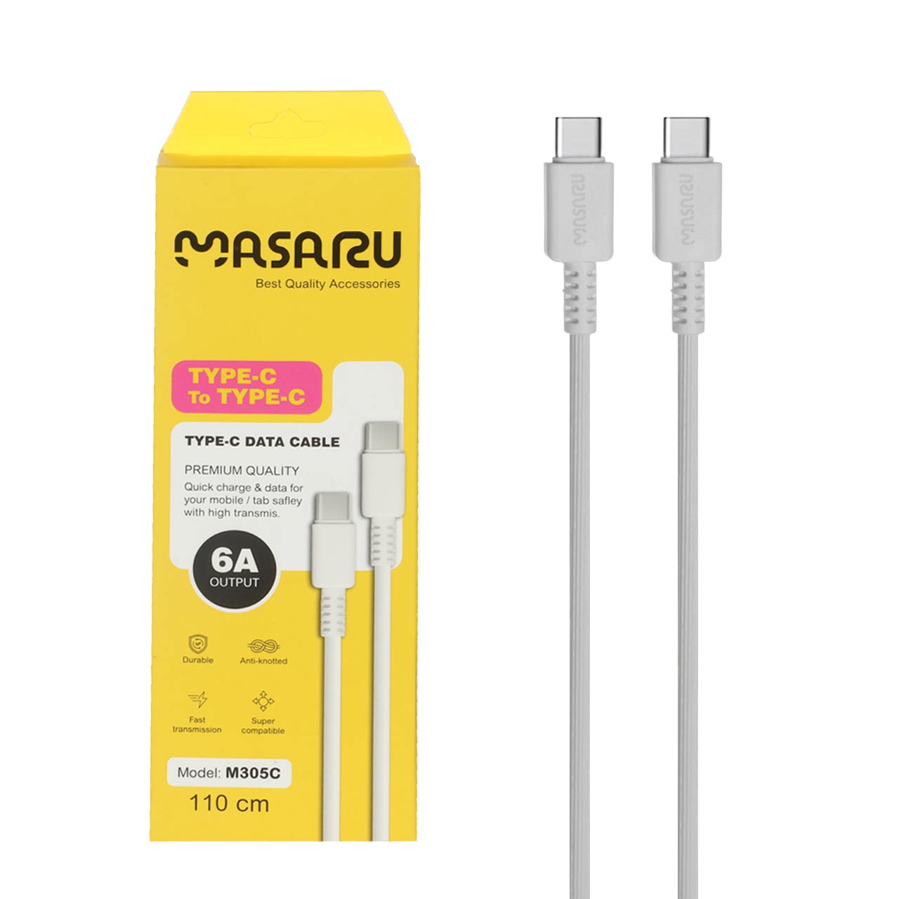کابل شارژ  فست Masaru Type-C To Type-C مدل M305C - سفید