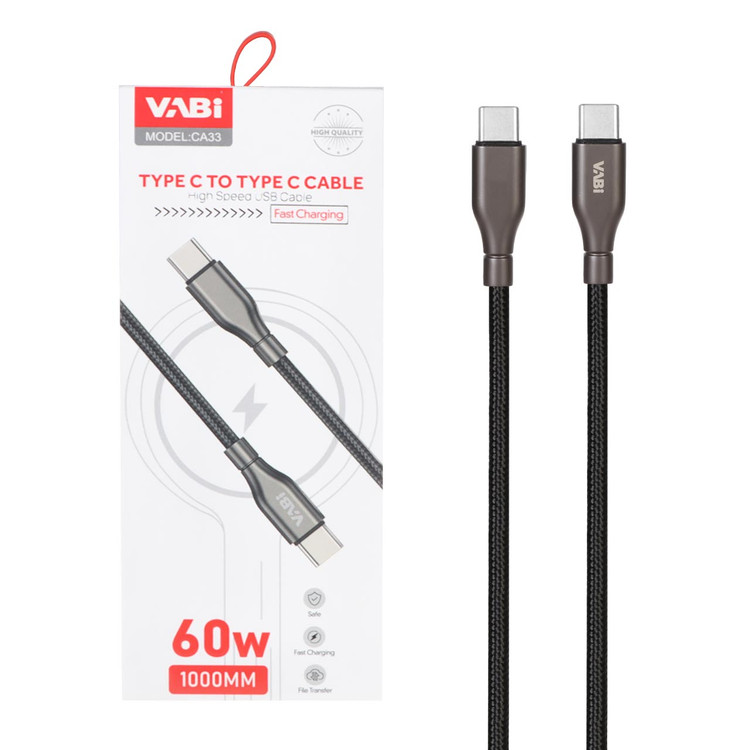 کابل شارژ فست VABI Type-C To Type-C مدل CA33 60W - مشکی
