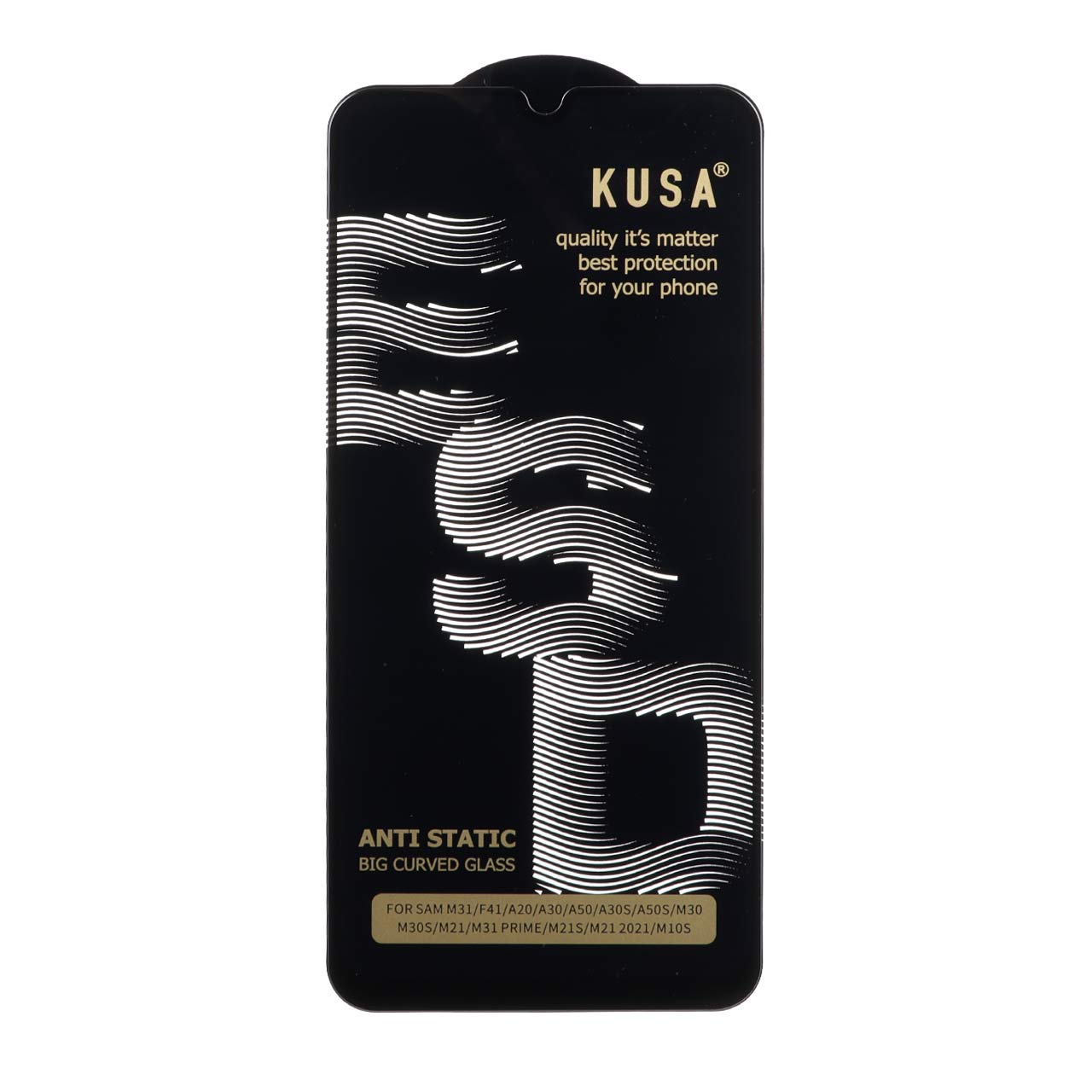 محافظ صفحه نمایش شیشه ای Full Cover Kusa Anti Static ESD مدل  A20 / A30 / A30S / A50 / A50S / M10S / M21 / M21S / M30 / M30S / M31 / Redmi Note 7 / Note 7 pro / Note 7s / Honor 9a / Y6p