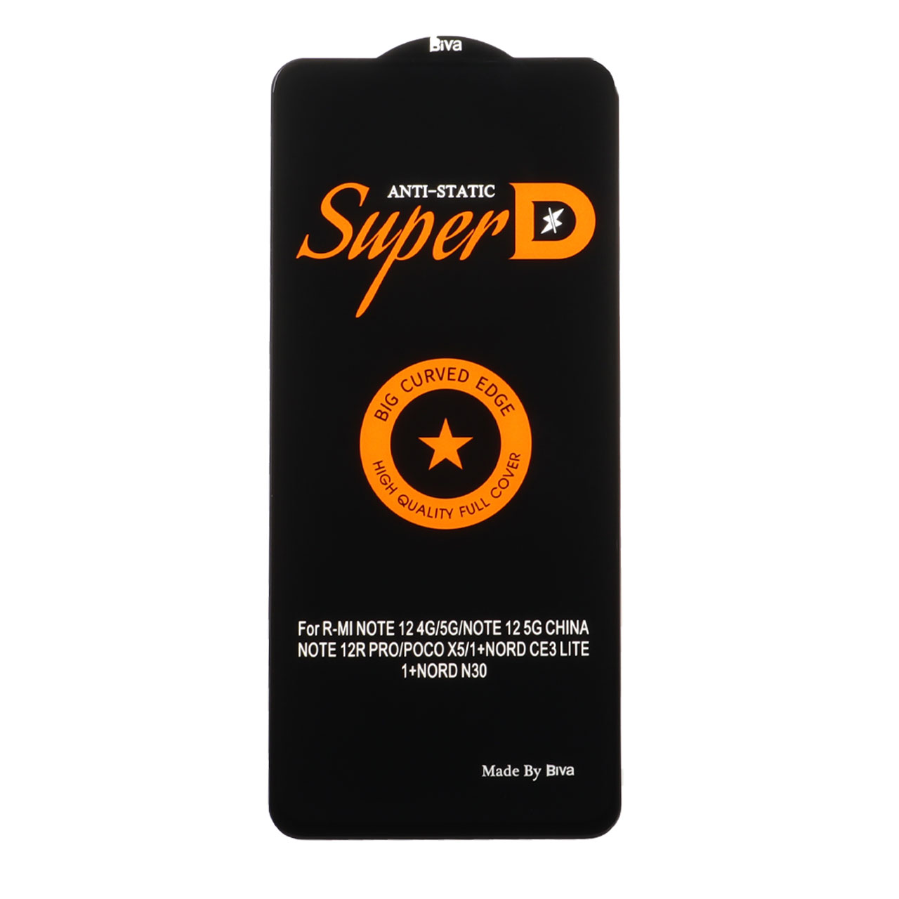 محافظ صفحه نمایش شیشه ای Xiaomi Redmi Note 12 4G / Redmi Note 12 5G / Poco X5 / Honor X8 / X8A / X10 / Realme 11 / Oppo A98 / Oppo A58 / Note 12R Pro - Full Cover Super D Biva