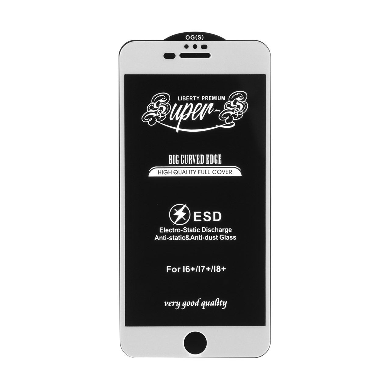 محافظ صفحه نمایش شیشه ای آنتی استاتیک Full Cover Super S-OG مدل Apple iPhone 6 Plus / iPhone 7 Plus / iPhone 8 Plus - سفید