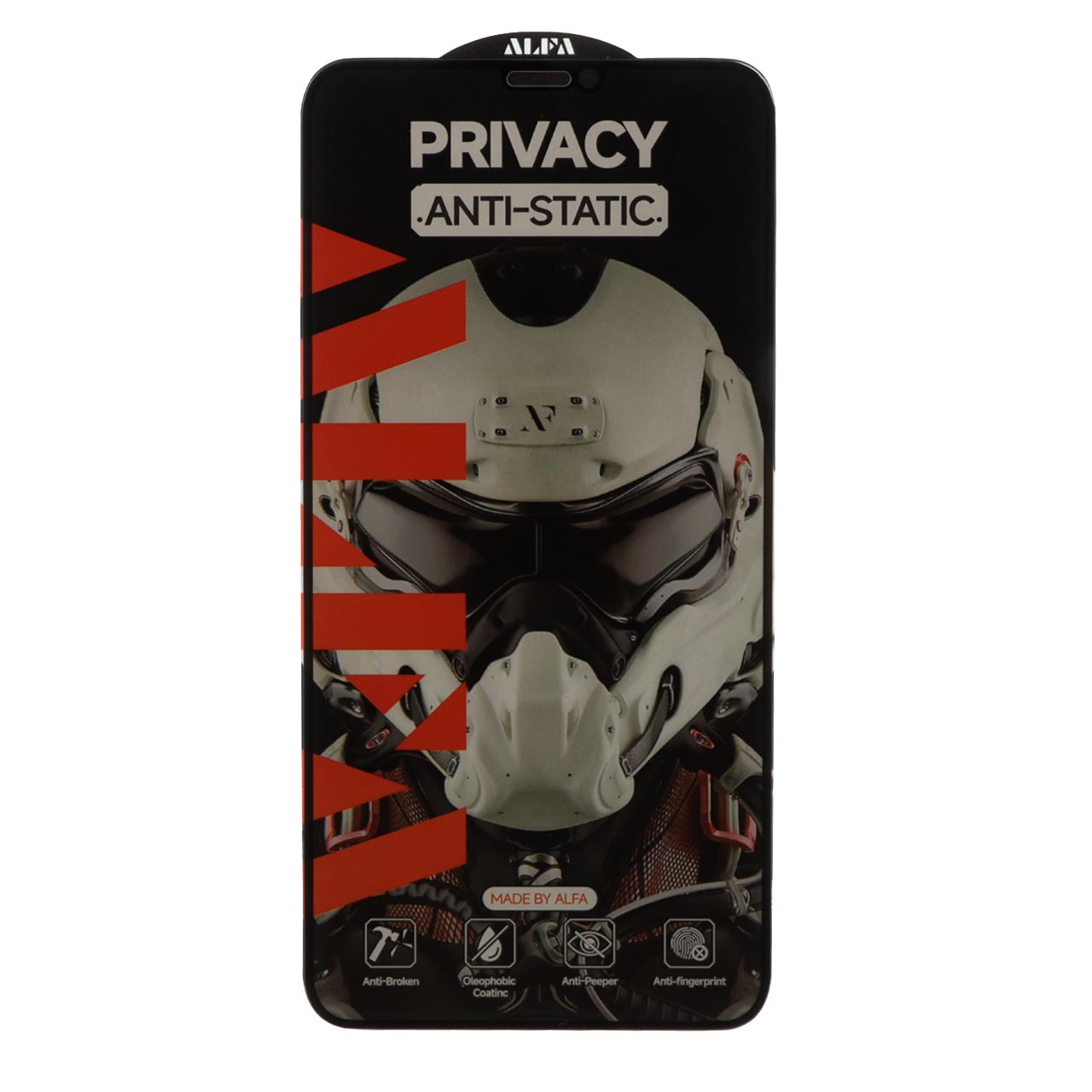 محافظ صفحه نمایش شیشه ای Full Cover ALFA Anti Static Privacy مدل Apple iPhone 11 Pro Max / iPhone X Max / iPhone Xs Max