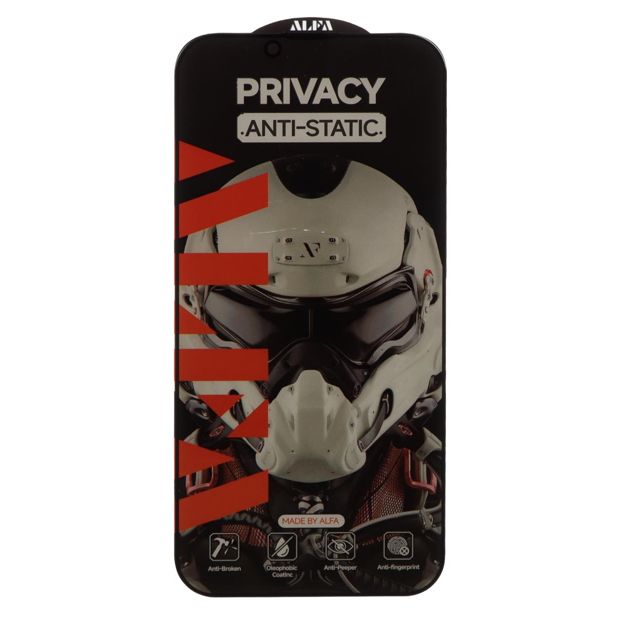 محافظ صفحه نمایش شیشه ای Full Cover ALFA Anti Static Privacy مدل  iPhone 13 / iPhone 13 Pro / ipplePhone 14 / 16e