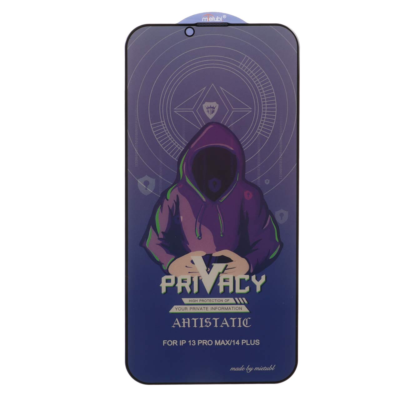 محافظ صفحه نمایش شیشه ای Full Cover Mietubl Anti Static Privacy مدل   iPhone 13 Pro Max / iPhone 14 Plus