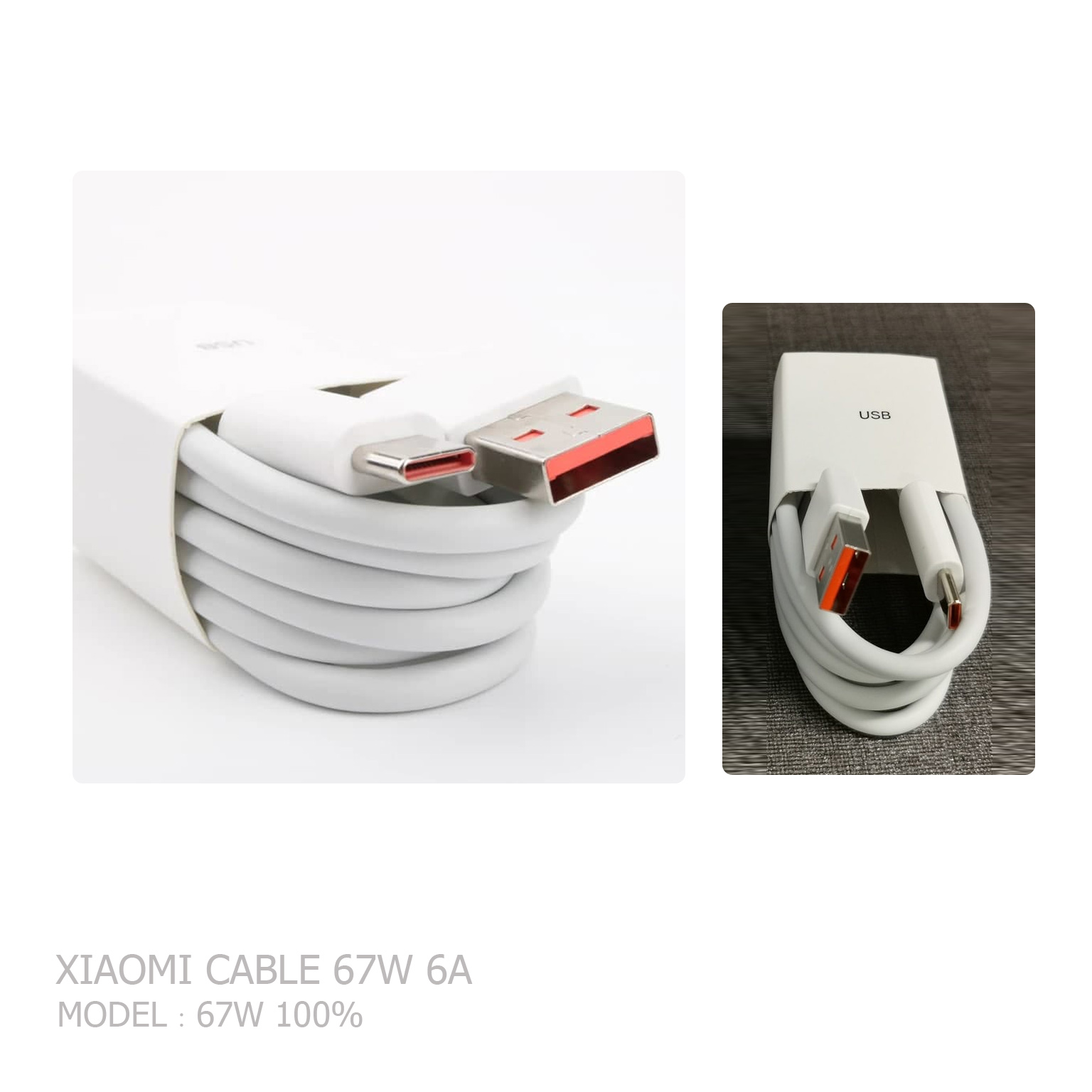 کابل شارژر سرجعبه شیائومی تایپ سی Type C با توان 67 وات/120وات