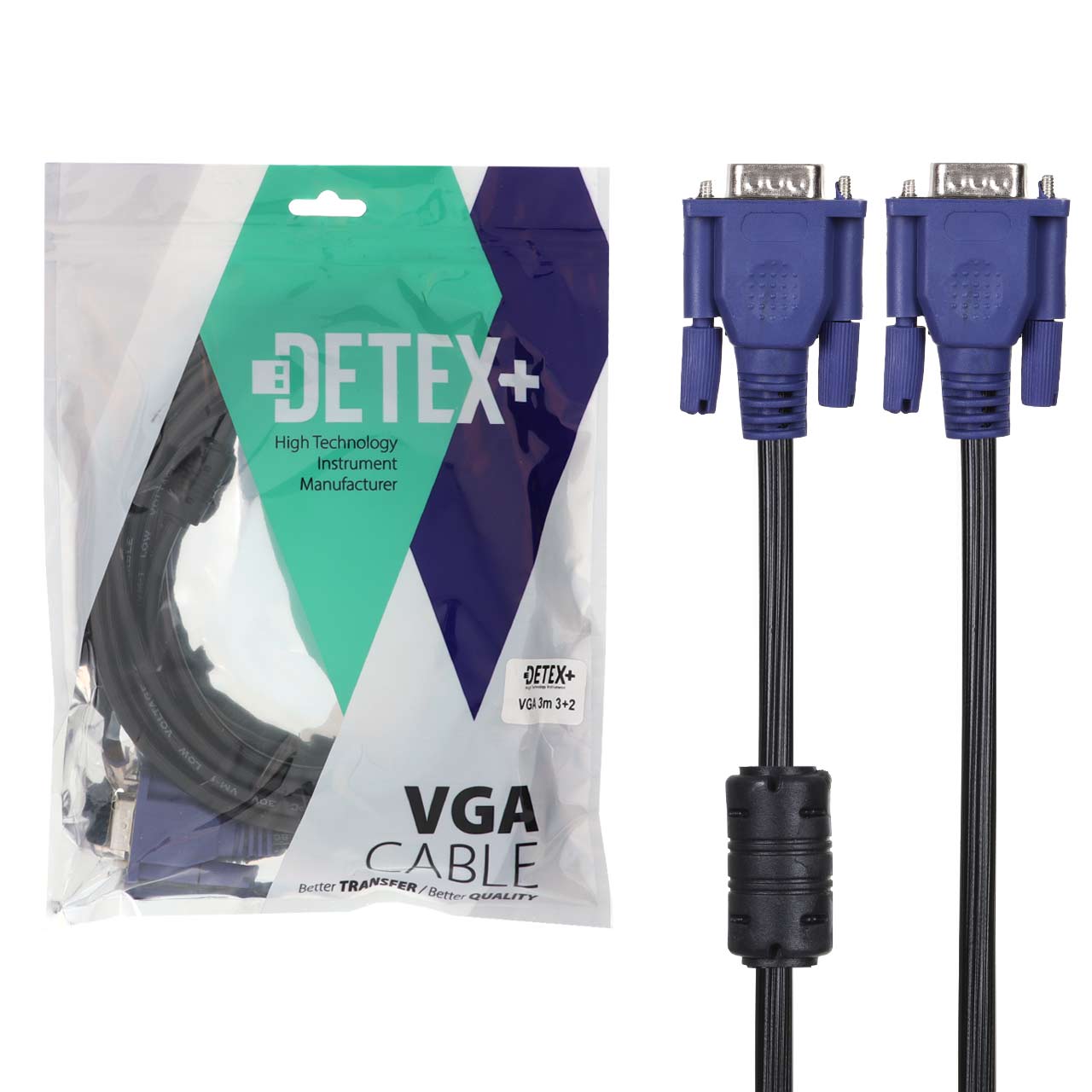 کابل 3 متری DETEX+ VGA 3+2 - مشکی