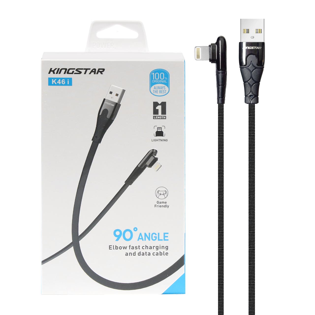 کابل شارژ فست آیفون KingStar مدل K46 i - مشکی