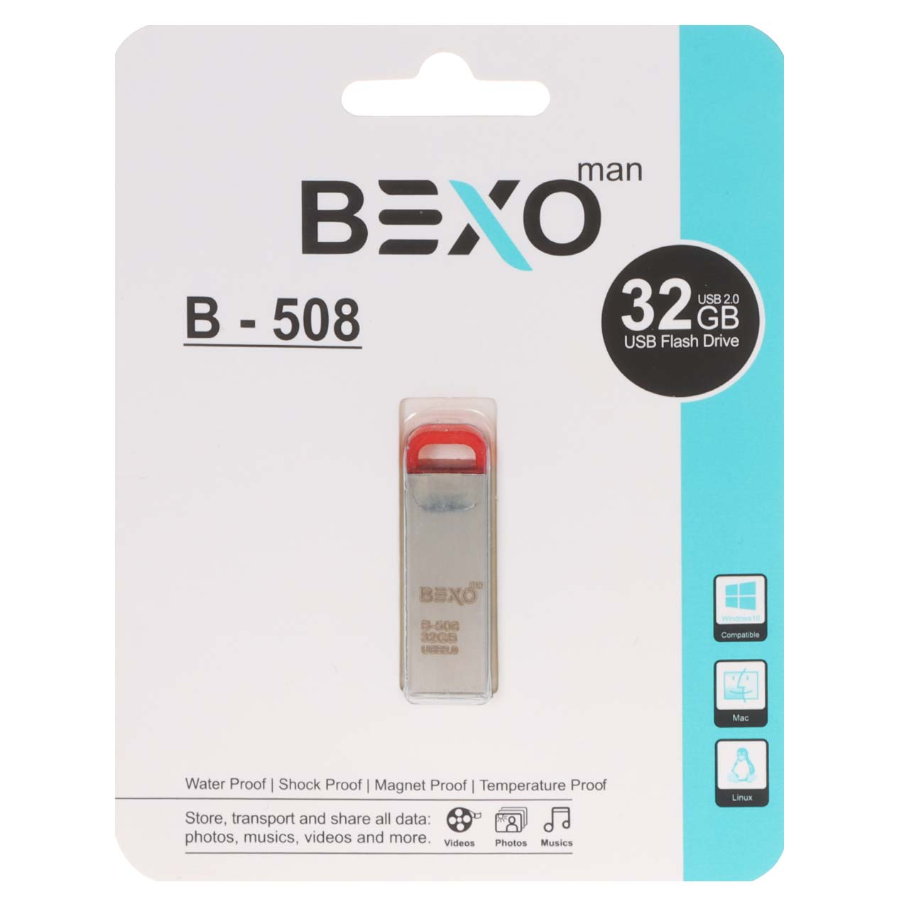 فلش مموری BEXO USB2.0 مدل B-508 ظرفیت 32GB - نقره ای