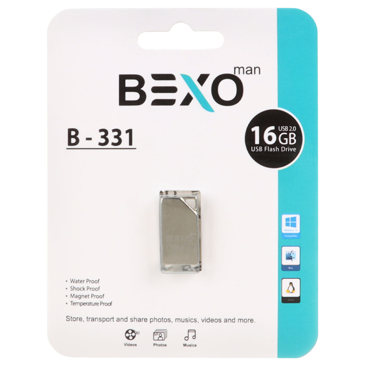 فلش مموری BEXO USB2.0 مدل B-331 ظرفیت 16GB - نقره ای
