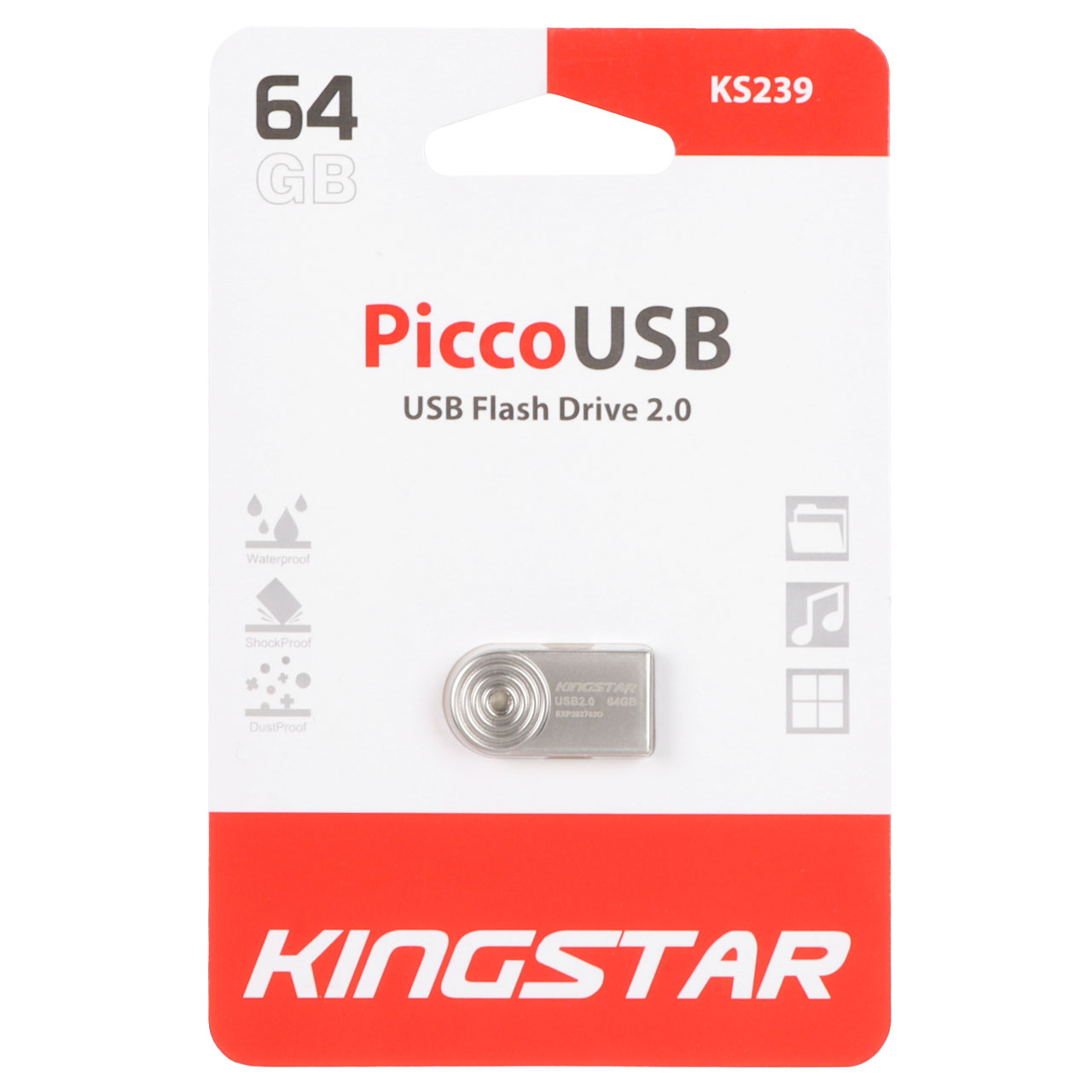 فلش مموری KingStar USB2.0 مدل Picco KS239 ظرفیت 64GB - نقره ای