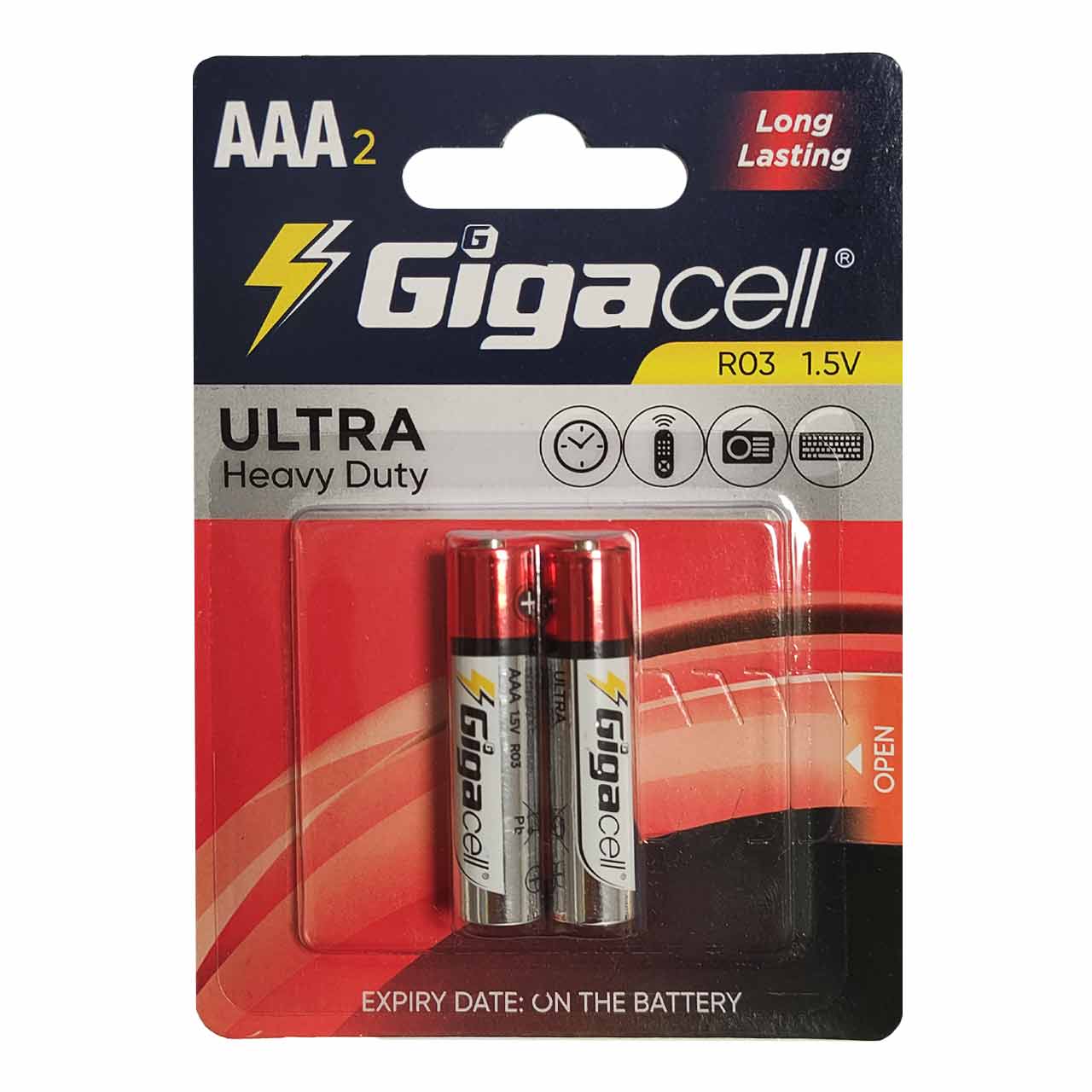 باتری نیم قلمی GigaCell-AAA مدل Ultra Heavy Duty بسته 2 عددی