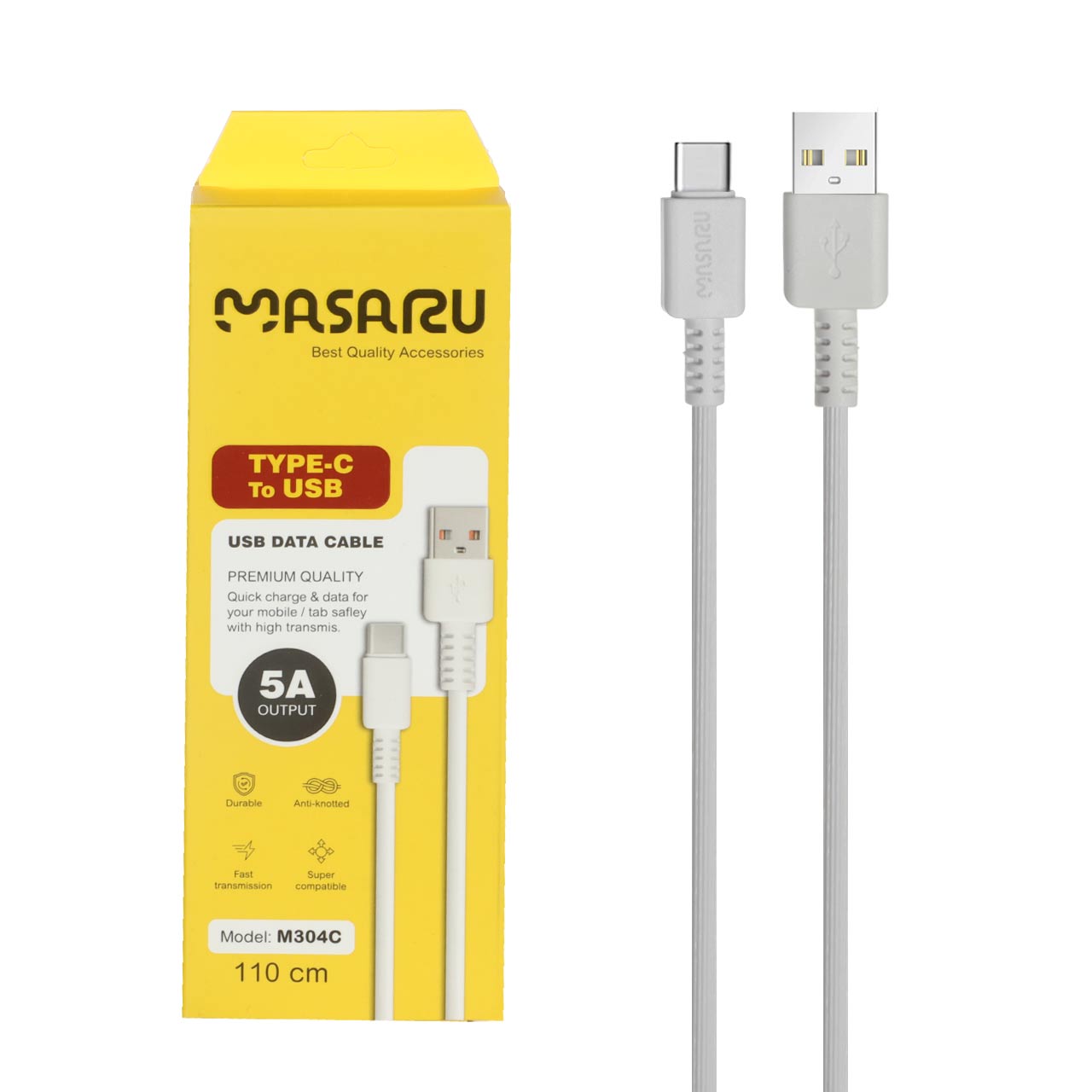کابل شارژ 1.1 متری فست Masaru Type-C مدل M304C - سفید