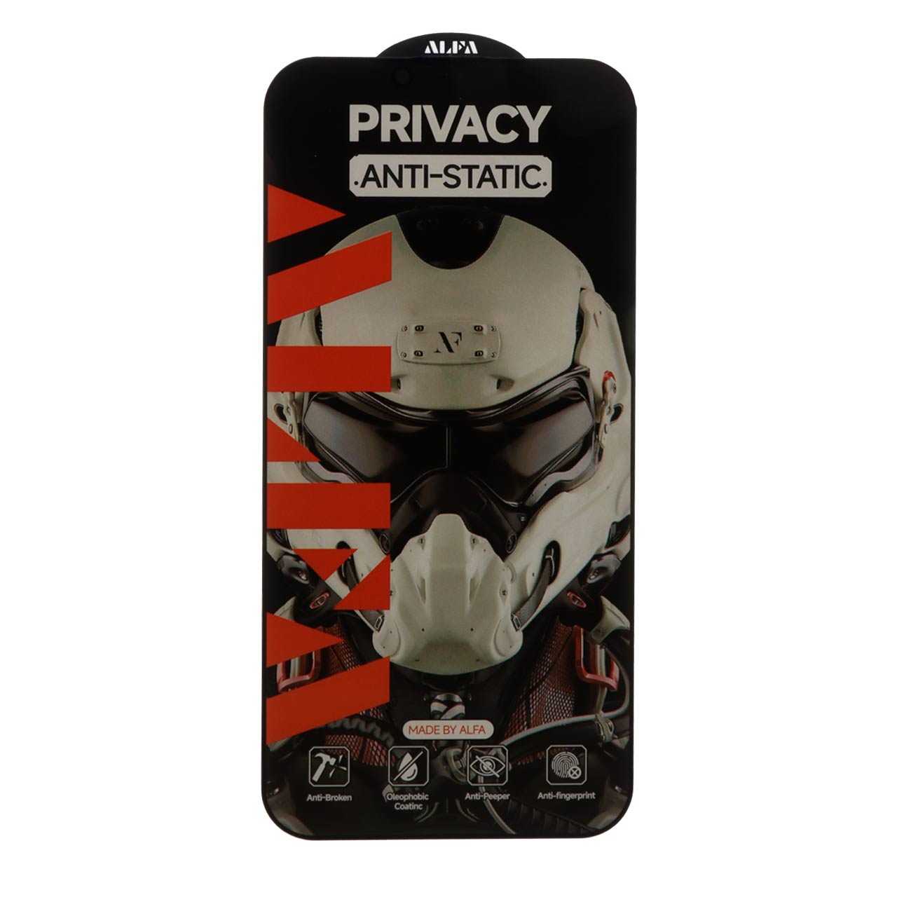 محافظ صفحه نمایش شیشه ای Full Cover ALFA Anti Static Privacy مدل Apple iPhone 13 Pro Max / iPhone 14 Plus (بدون پک)