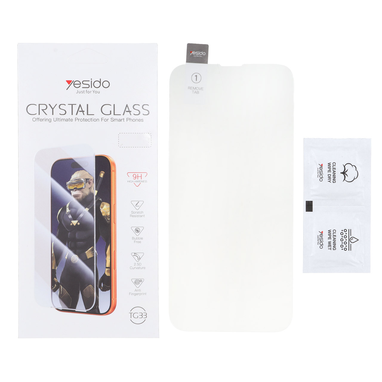 محافظ صفحه نمایش شیشه ای اورجینال بدون حاشیه Crystal Glass Yesido  مدل Apple iPhone 16 Pro Max (پک دار)