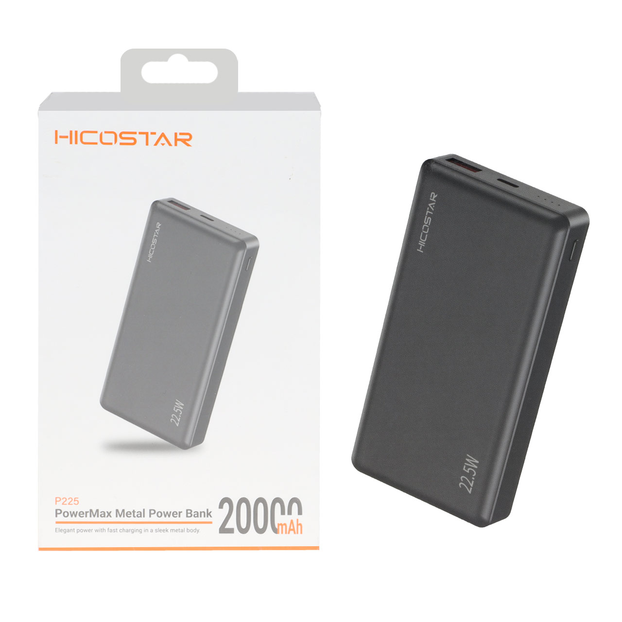 پاوربانک PD و فست شارژ Hicostar 20000mAh   22.5W - مشکی (یکساله HD سرویس)