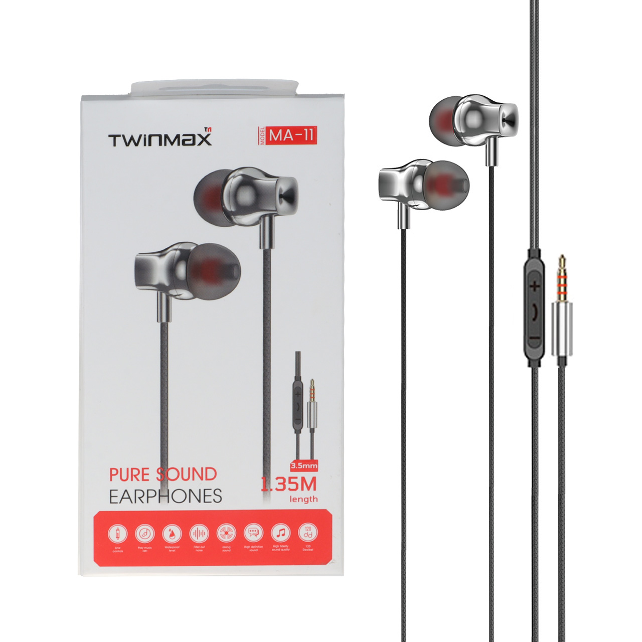 هندزفری باسیم TwinMax  - مشکی - MMX