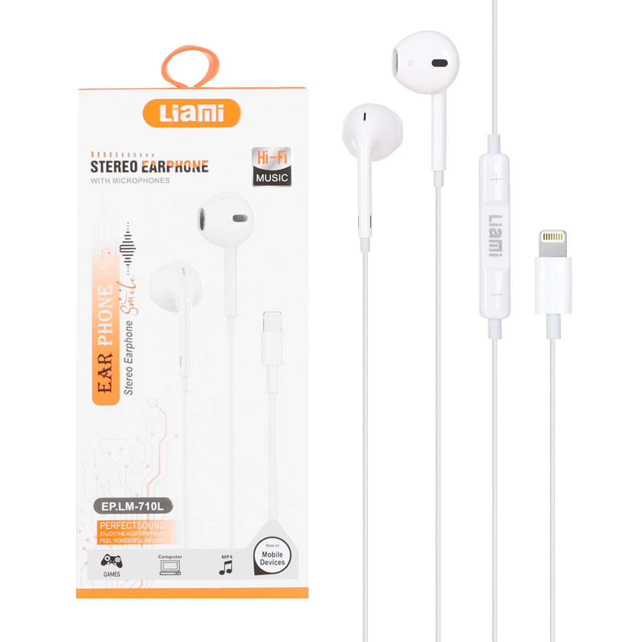 هندزفری باسیم با پورت آیفون Liami  - سفید