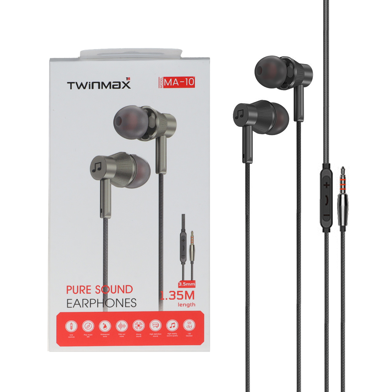 هندزفری باسیم TwinMax   - مشکی - MMX