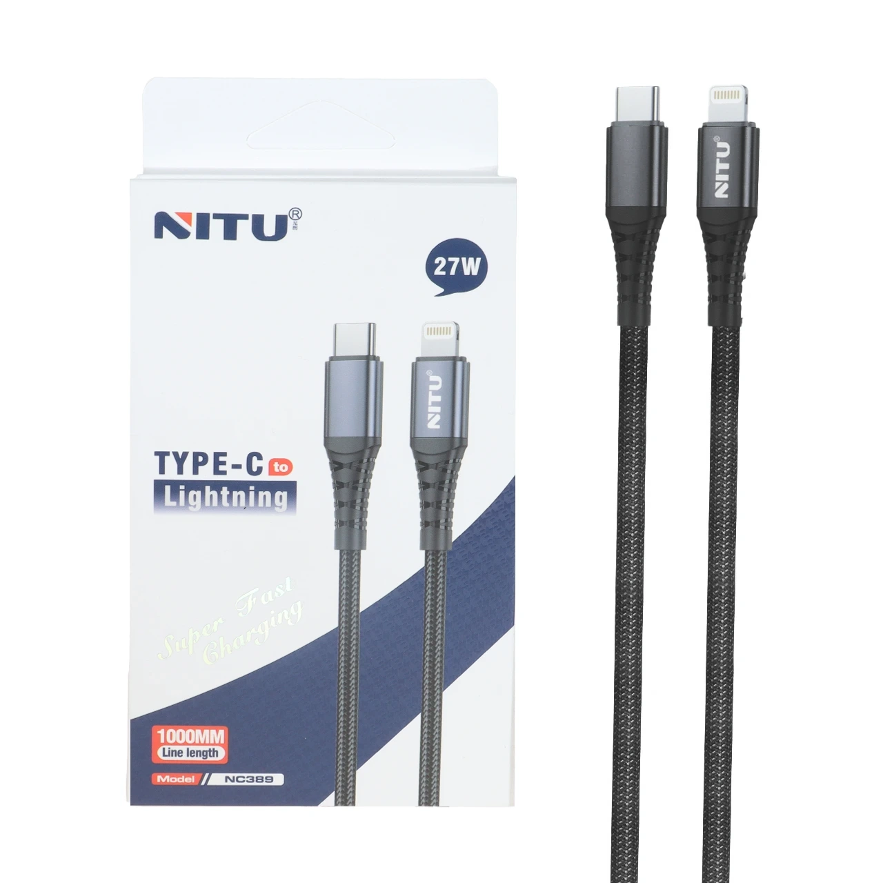 کابل شارژ فست Nitu Type-C To Lightning   27W - مشکی