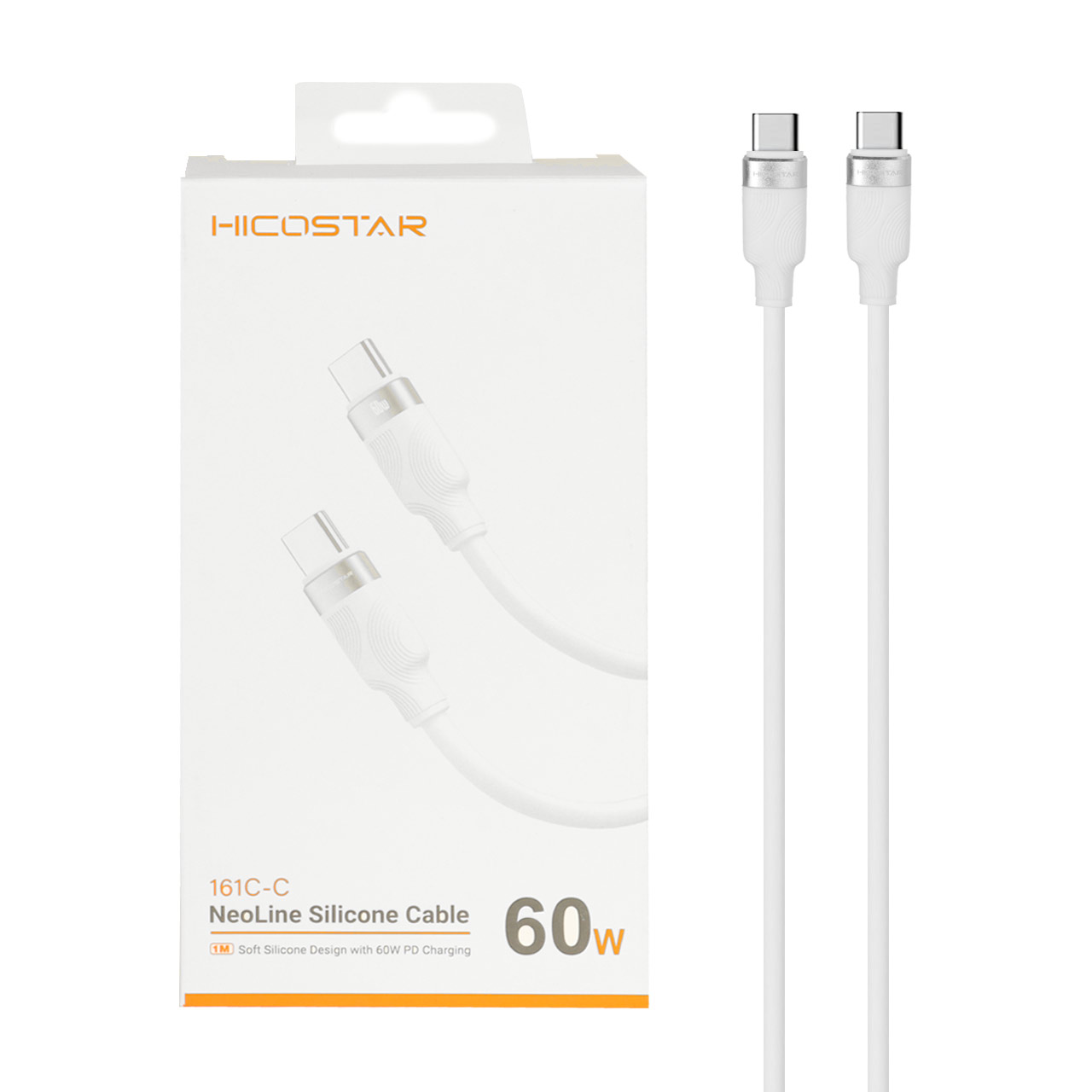 کابل شارژ PD و فست Hicostar Type-C to Type-C مدل 161C-C 60W - سفید