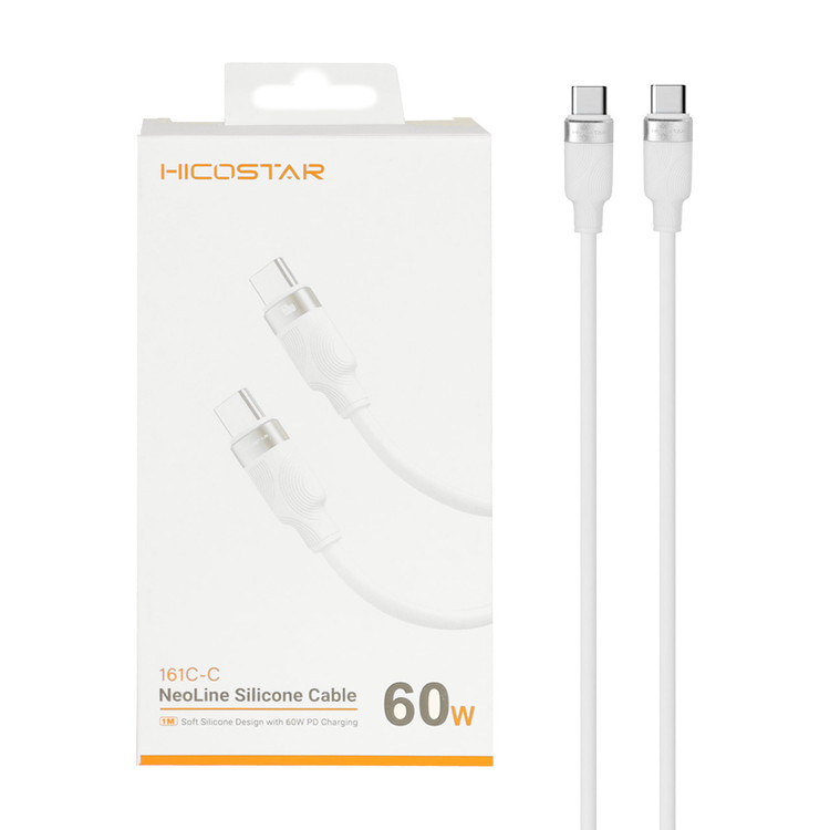 کابل شارژ PD و فست Hicostar Type-C to Type-C مدل 161C-C 60W - سفید