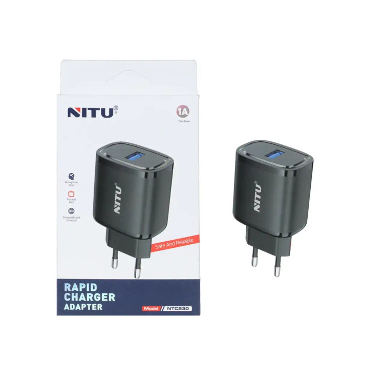 شارژر دیواری تک پورت Nitu مدل NTC230 - مشکی