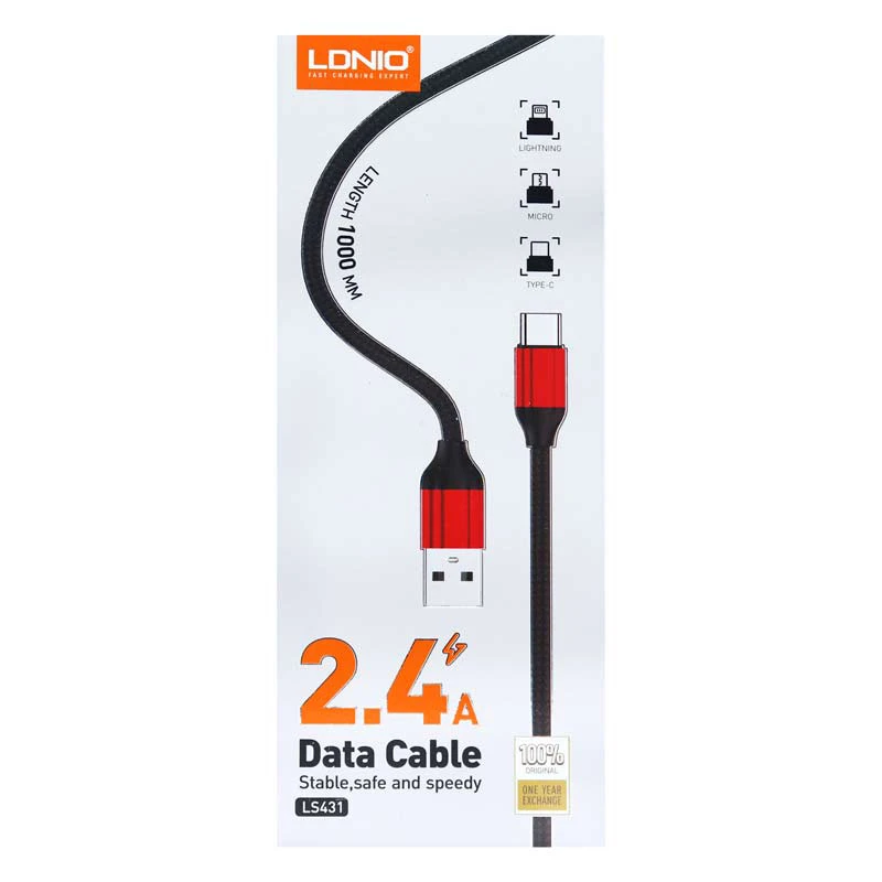 کابل تبدیل USB به لایتنینگ الدینیو مدل LS431