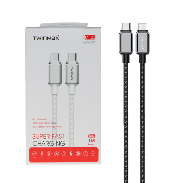 کابل شارژ فست TwinMax Type-C to Type-C مدل M-23 67W - مشکی - MMX