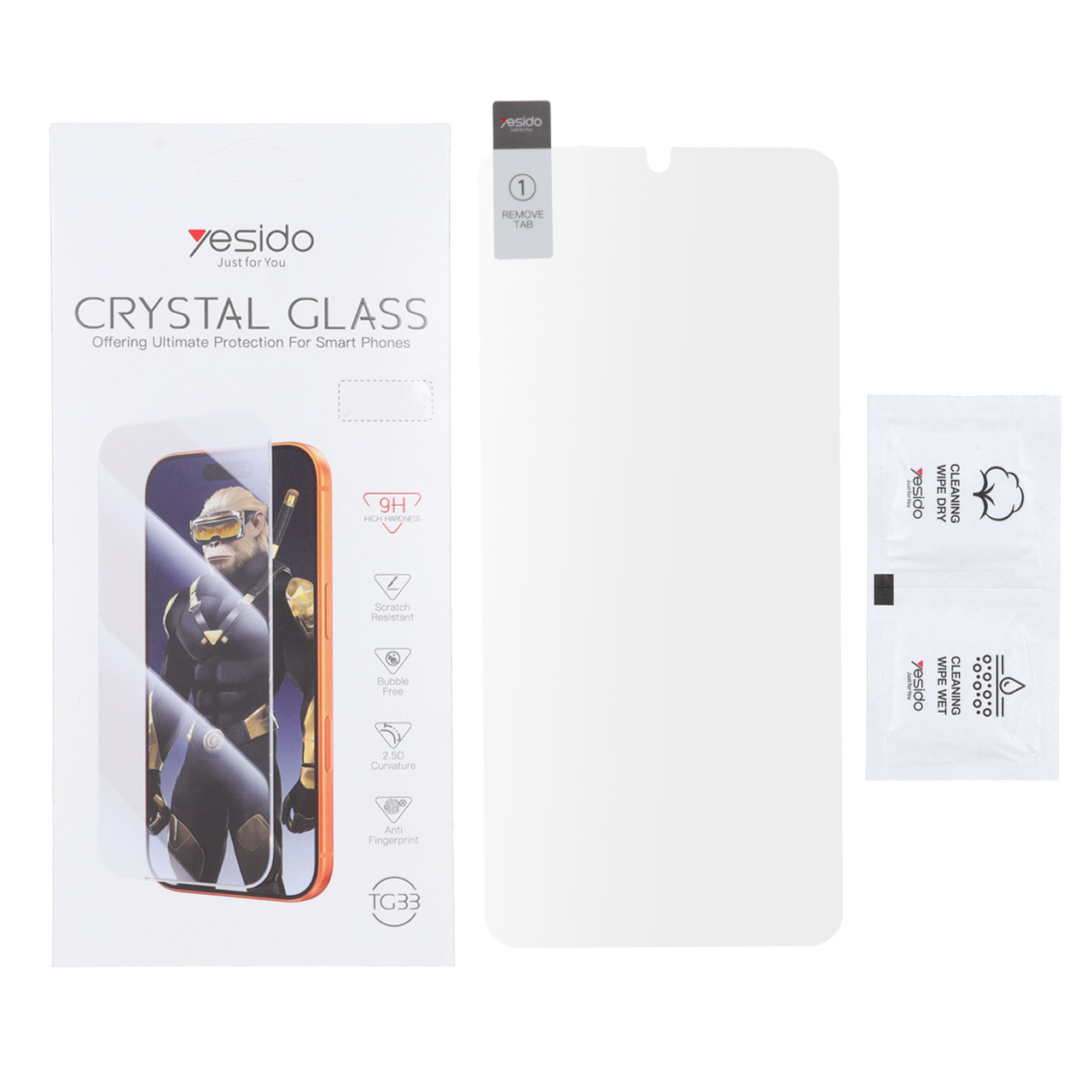 محافظ صفحه نمایش شیشه ای اورجینال بدون حاشیه Crystal Glass Yesido TG33 مدل  A17 / A16 / A26