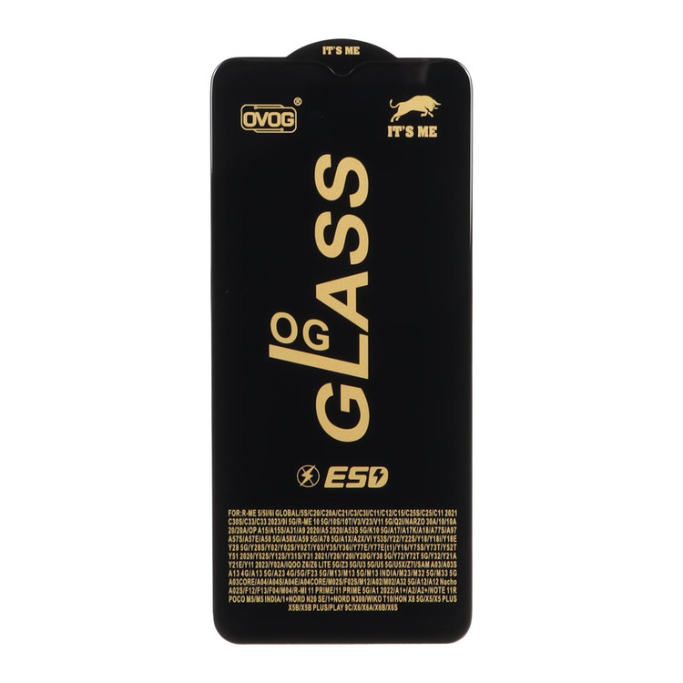 محافظ صفحه نمایش شیشه ای Full Cover OG Anti Static ESD مدل Samsung A12 / A02 / A02S / A03 / A03S / A03 Core / A04 / A04S / A04E / A13 / A23 / A32 5G / M02 / M04 / M12 / M13 / M23 / F13 / A1 Plus / A2 Plus / M4 / M5 / C30 / C30S