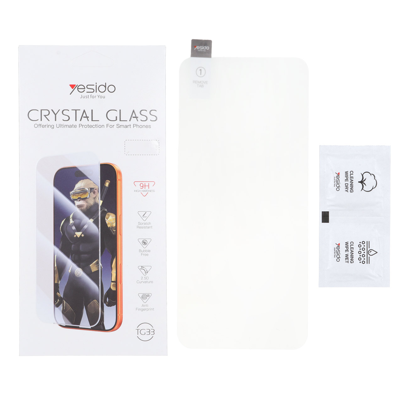 محافظ صفحه نمایش شیشه ای اورجینال بدون حاشیه Crystal Glass Yesido TG33 مدل  s25 FE / s24 FE / A57 / A37 / A56 / A36