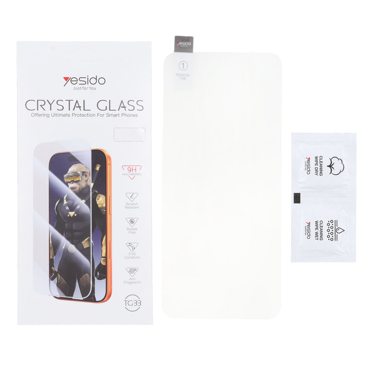 محافظ صفحه نمایش شیشه ای اورجینال بدون حاشیه Crystal Glass Yesido TG33 مدل s25 FE / s24 FE / A57 / A37 / A56 / A36