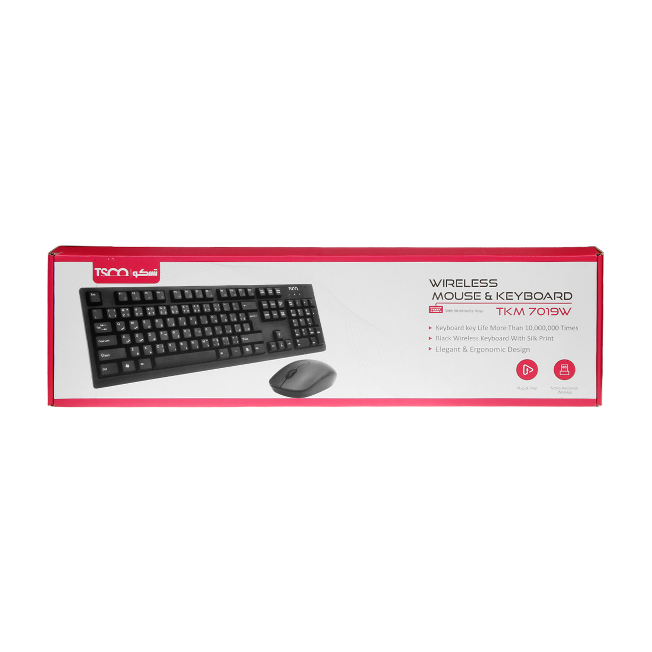 کیبورد و ماوس بی سیم TSCO مدل TKM 7019W - مشکی